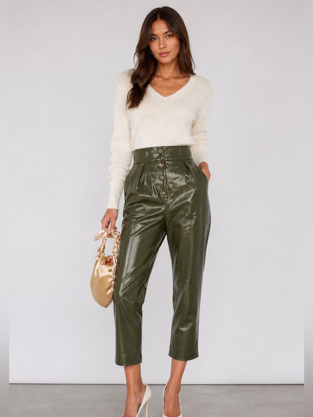 Majorelle High-Waisted Olive Green Pants